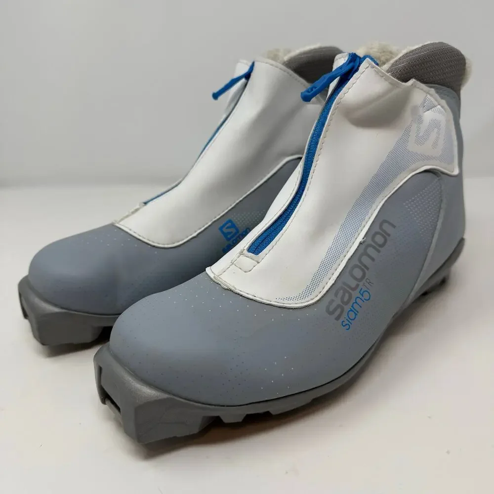 Salomon Siam5 Cross Country Ski Boot Women's 9.5 Grey White Blue
